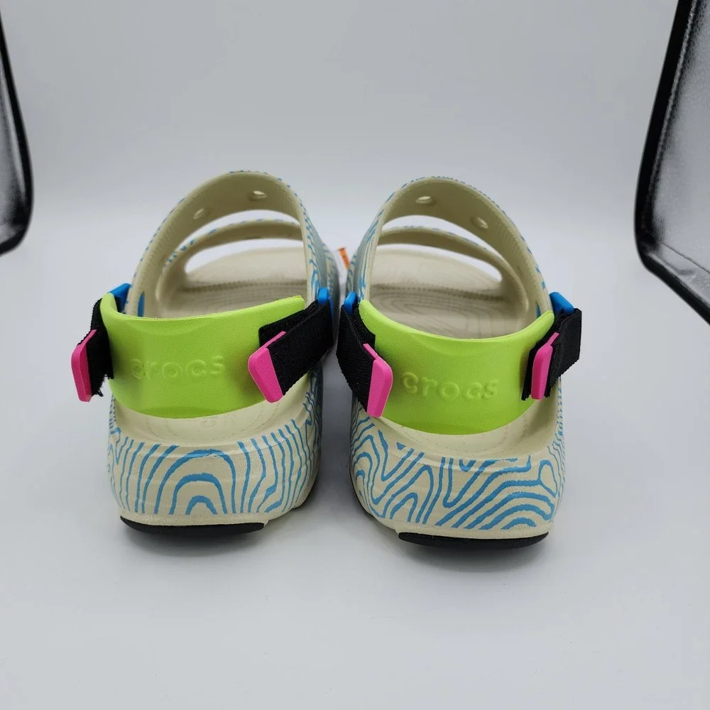 Crocs Classic All Terrain Topographic‎ Sandals Mens Size 12 Bone Multi Color NEW